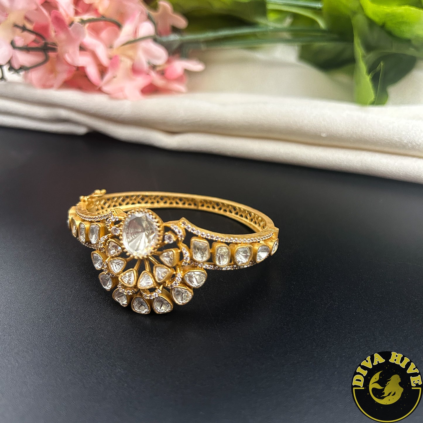 Sneh 22K Gold Plated Moissanite Kada