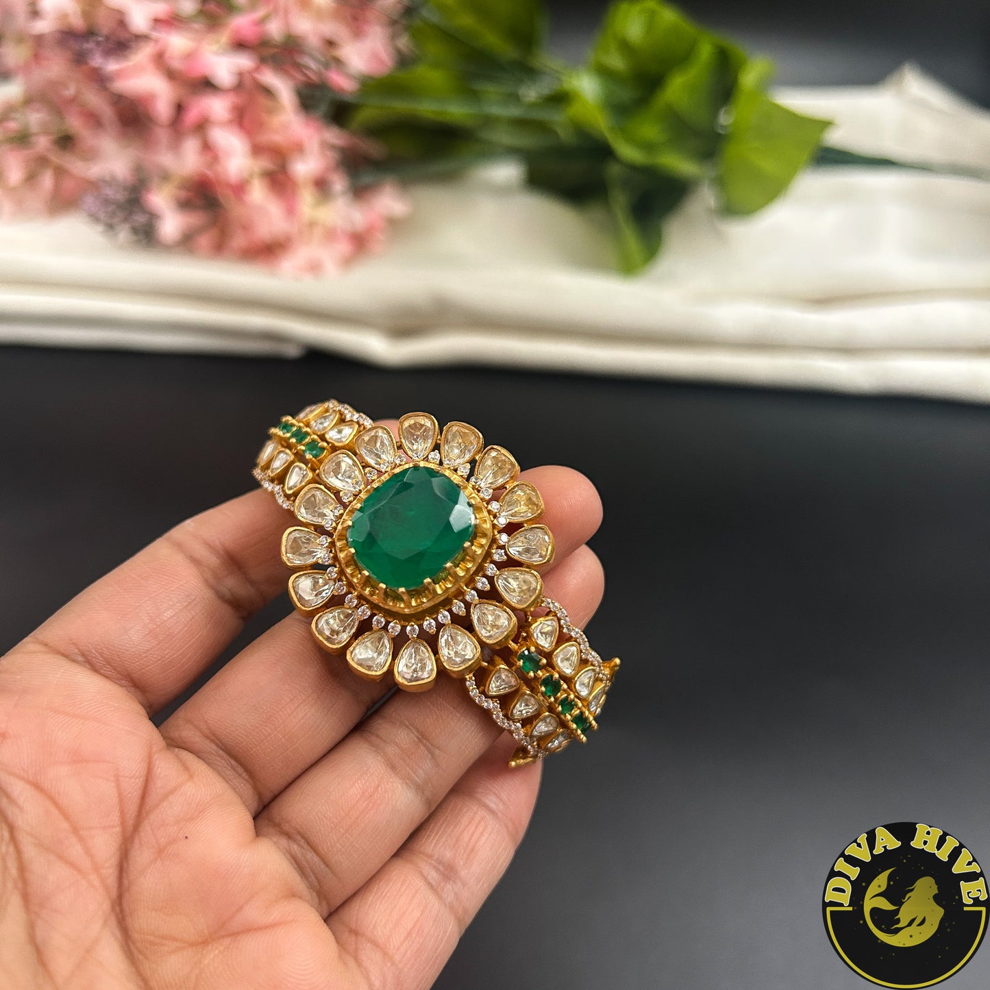 Sneh Moissanite Doublet Kada(Cuff)