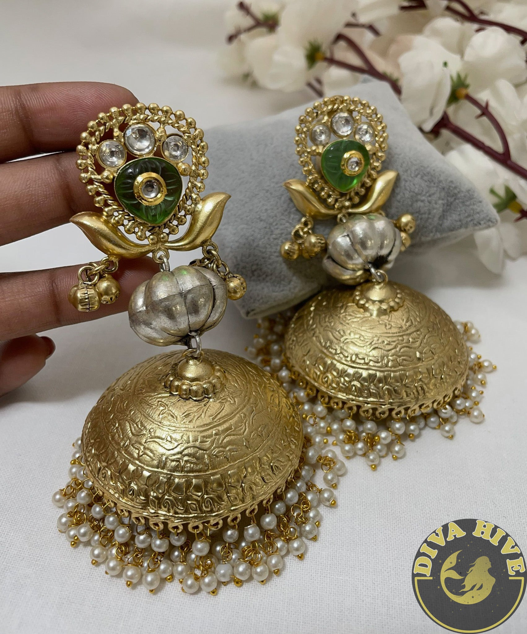 Dual Tone Hanging Jhumka | Silver Jhumka | Diva Exclusive Earring - Earring -925Silver, Diva Exclusive, Earing, Earring, Fusion - Divahive