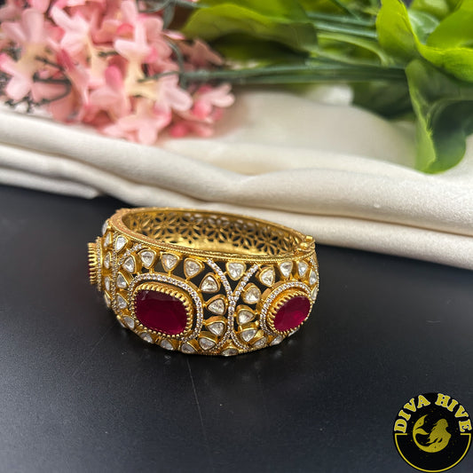 Nayra 22k Gold Plated Moissanite Kada
