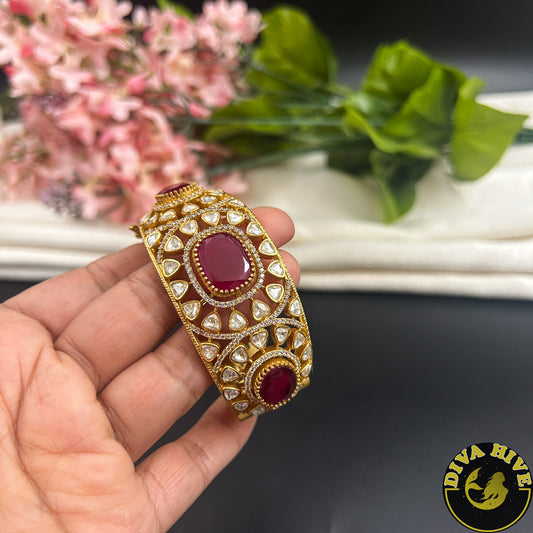 Nayra 22k Gold Plated Moissanite Kada