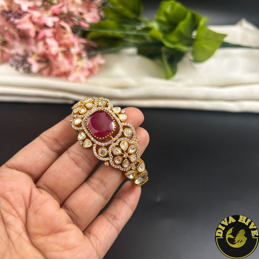 Zoya 22k Gold Plated Moissanite Kada