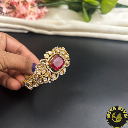 Zoya 22k Gold Plated Moissanite Kada