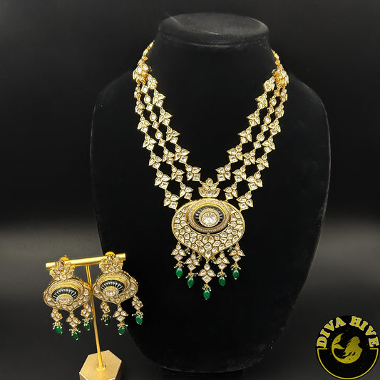 Three Layer Fidaa Kundan Necklace - Necklace -Kundan, Necklace - Divahive