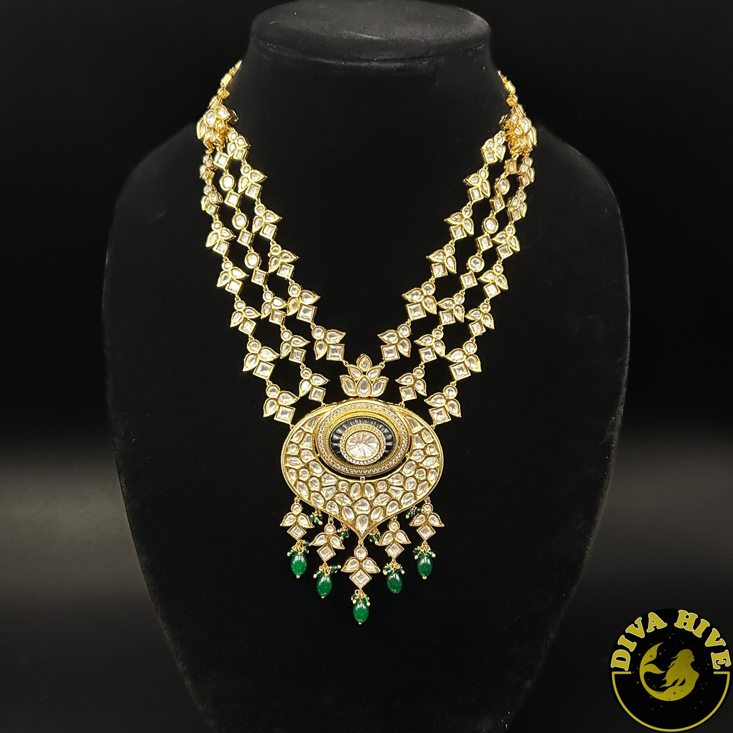 Three Layer Fidaa Kundan Necklace - Necklace -Kundan, Necklace - Divahive