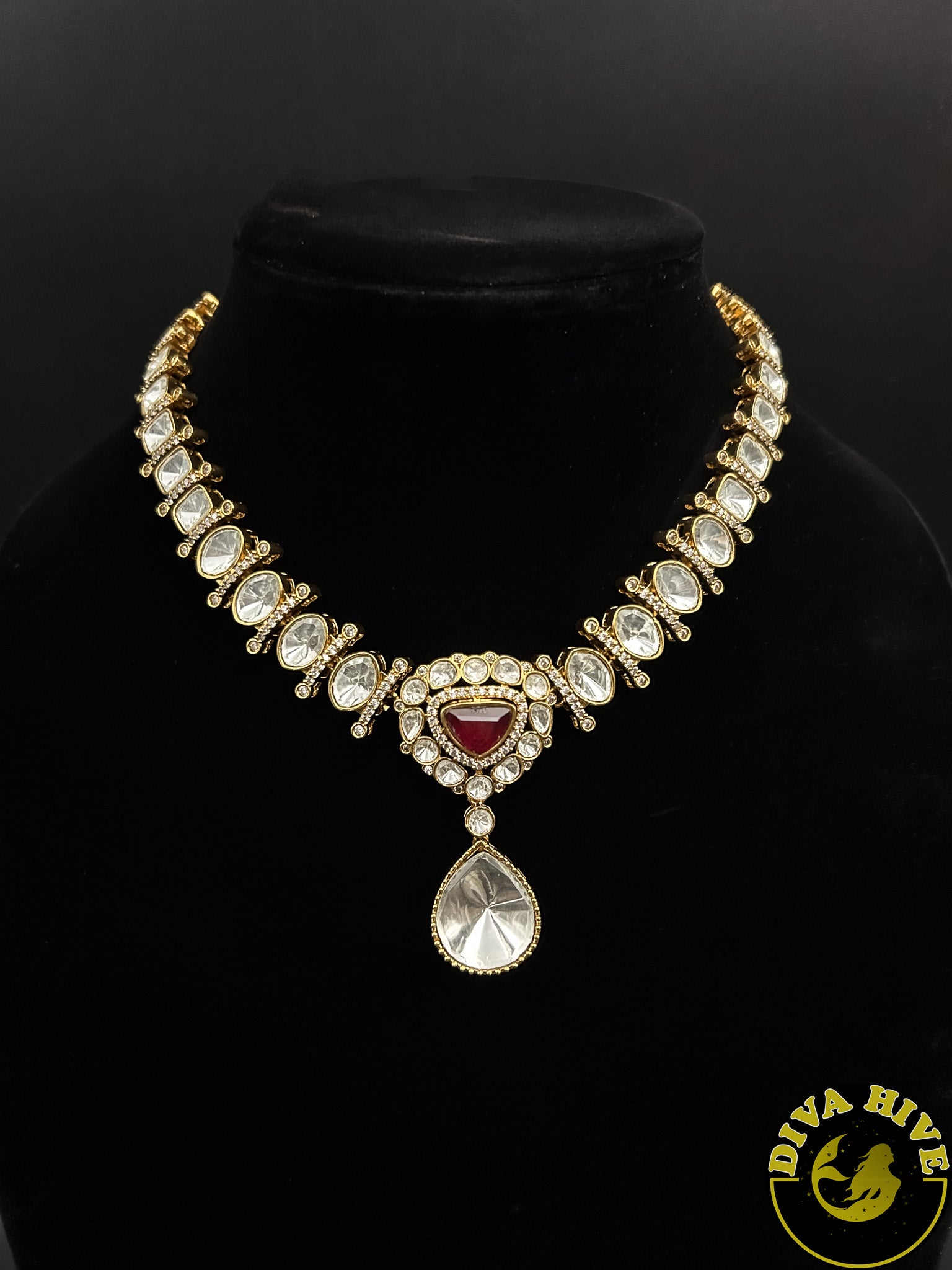 Vira Moissanite Necklace - Necklace -Choker, Kundan - Divahive