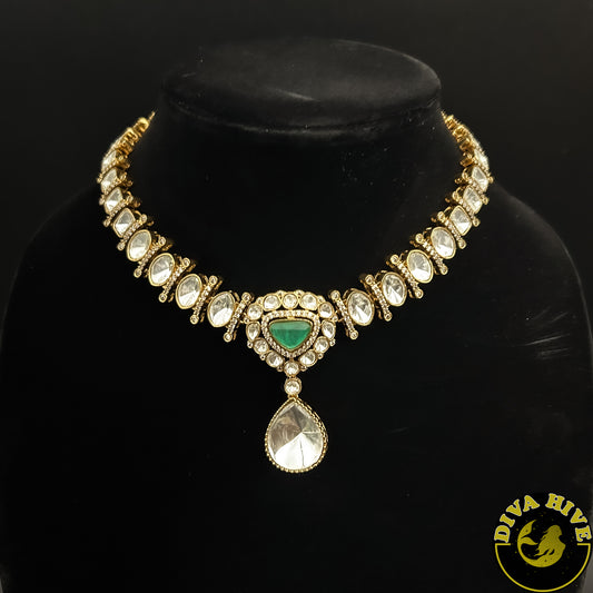 Vira Moissanite Necklace - Necklace -Choker, Kundan - Divahive