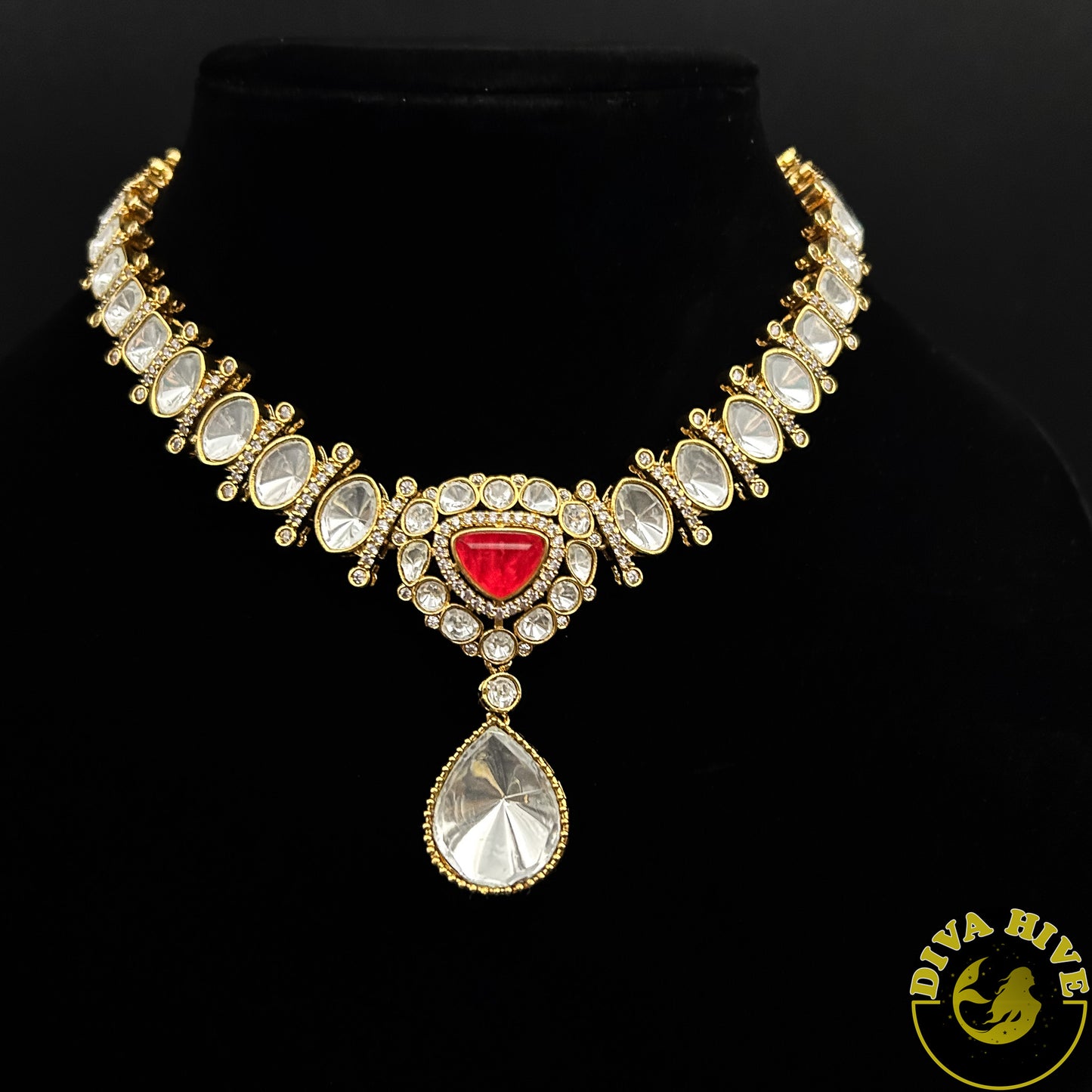 Vira Moissanite Necklace - Necklace -Choker, Kundan - Divahive