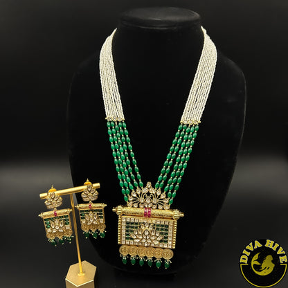 Rajwadi Kundan Long necklace - Necklace -Kundan, Necklace - Divahive