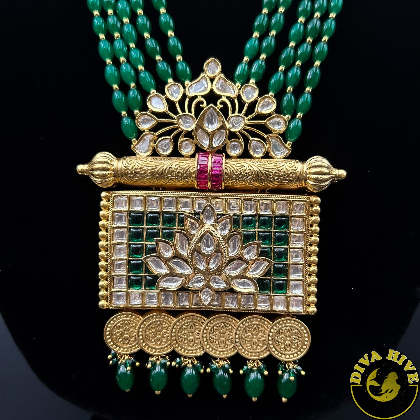 Rajwadi Kundan Long necklace - Necklace -Kundan, Necklace - Divahive