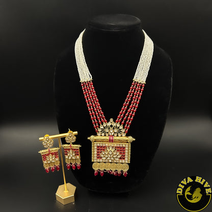 Rajwadi Kundan Long necklace - Necklace -Kundan, Necklace - Divahive