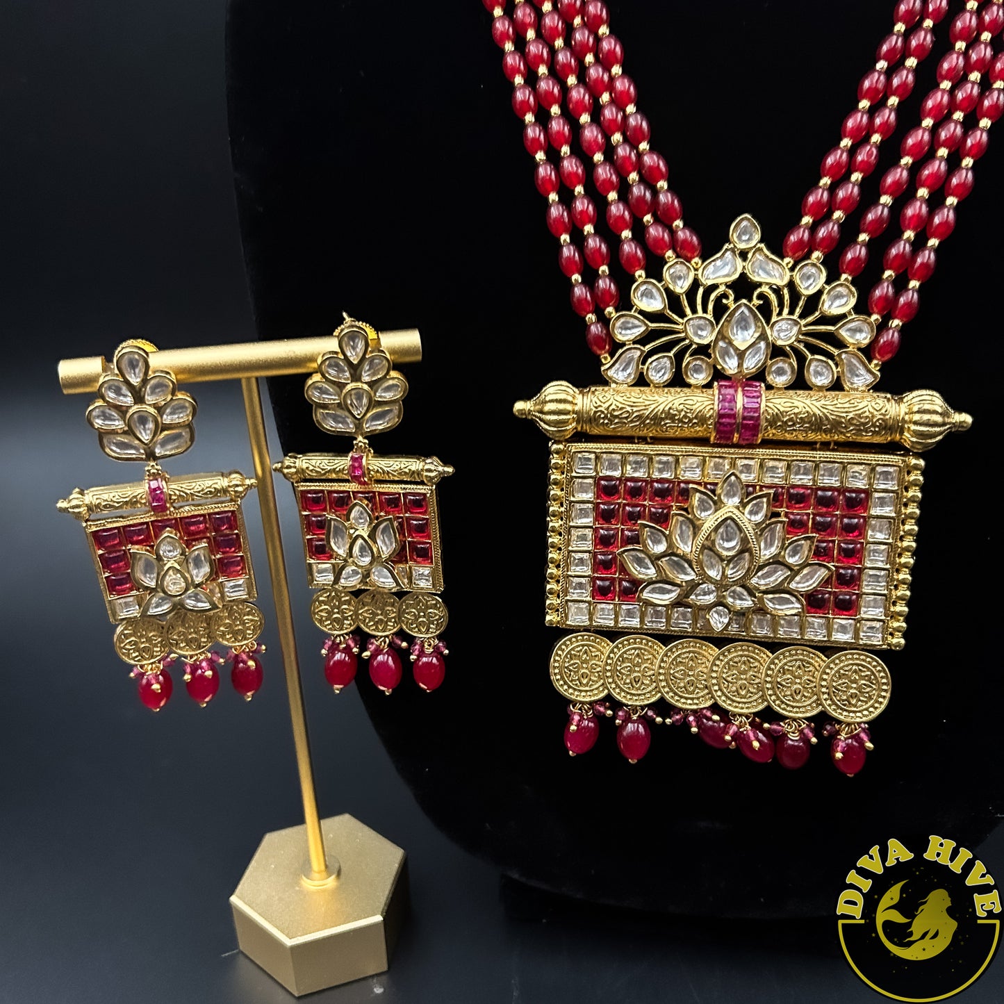 Rajwadi Kundan Long necklace - Necklace -Kundan, Necklace - Divahive