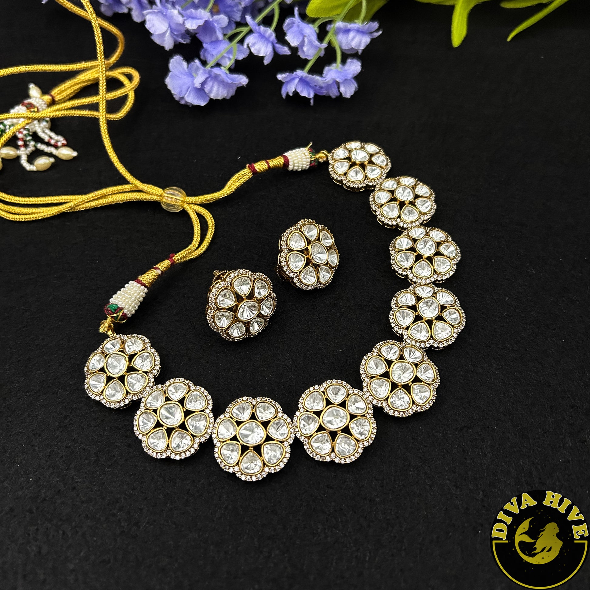 Premium Moissanite Delicate Necklace - Necklace -Diva Exclusive, Kundan, moissanite, Necklace - Divahive