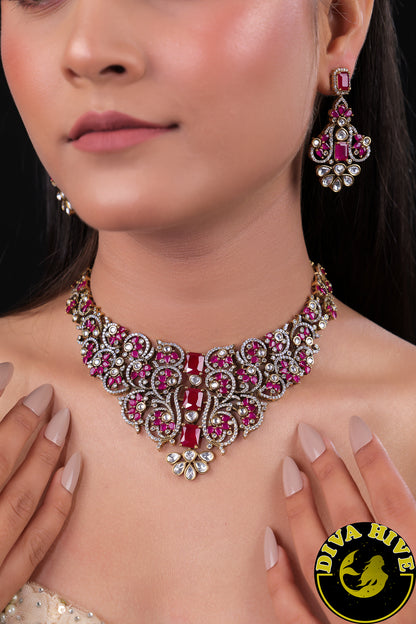 Aabha 22K Gold Plated Moissanite Necklace Set