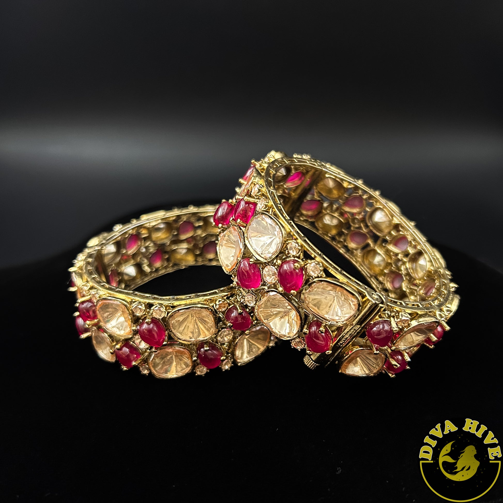 Nikhaar Uncut Kundan And  Moissanite Bangle - Bangle -Bangle, Bracelet, Diva Exclusive, featured, moissanite - Divahive