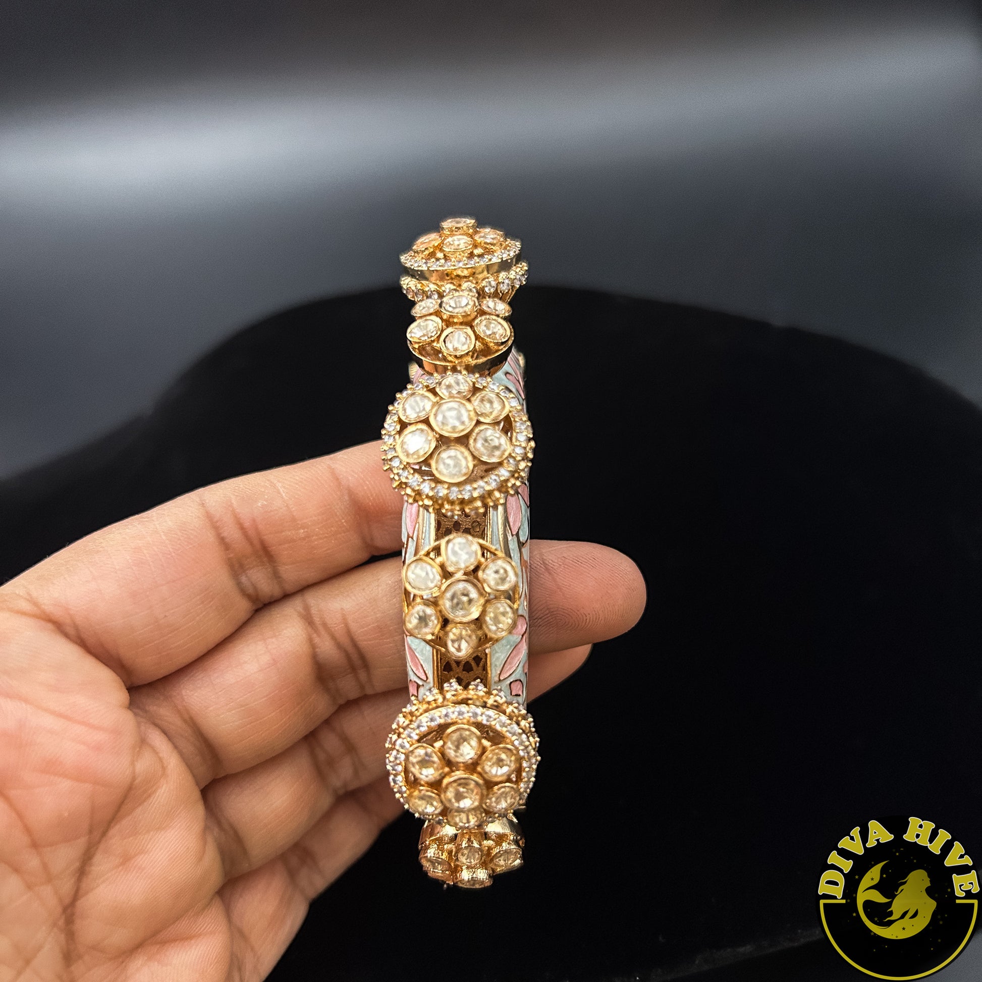 Qala Moissanite Meena Kada - Bangle -Bangle, Bracelet, Diva Exclusive, featured, moissanite - Divahive