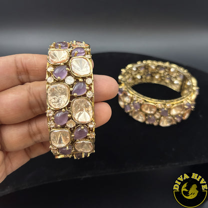 Nikhaar Uncut Kundan And  Moissanite Bangle - Bangle -Bangle, Bracelet, Diva Exclusive, featured, moissanite - Divahive