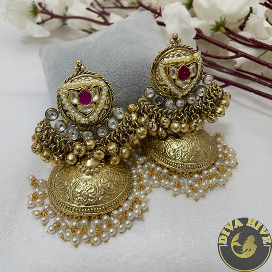 Silver Fusion Jhumka | Tribal Earring |Statement Jhumka | Moon Jhumka - Earring -925Silver, Diva Exclusive, Earing, Earring, Fusion - Divahive