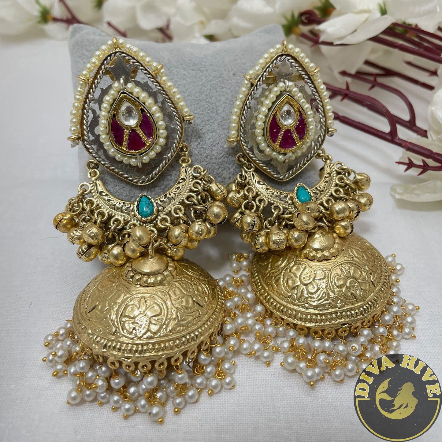 Pataka Jhumka | Silver Jhumka | Diva Exclusive Earring - Earring -925Silver, Diva Exclusive, Earing, Earring, Fusion - Divahive