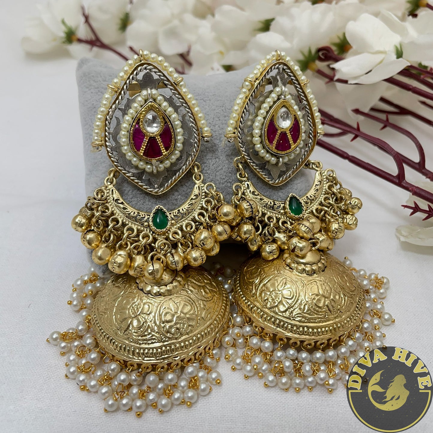 Pataka Jhumka | Silver Jhumka | Diva Exclusive Earring - Earring -925Silver, Diva Exclusive, Earing, Earring, Fusion - Divahive