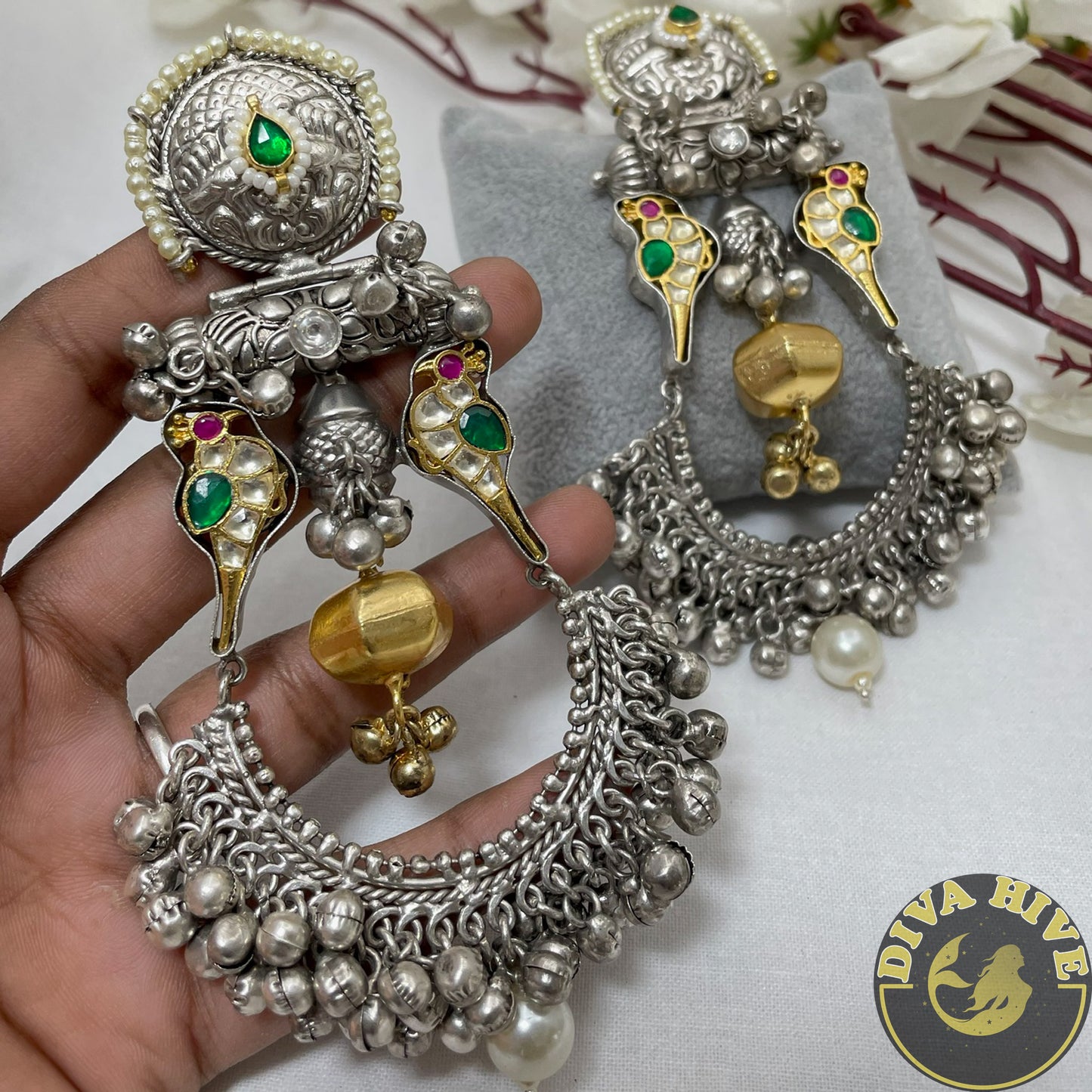 Silver Statement Earring | Tribal Earring | Diva Exclusive Earring | Peshawar Earring - Earring -925Silver, Diva Exclusive, Earing, Earring, Fusion - Divahive