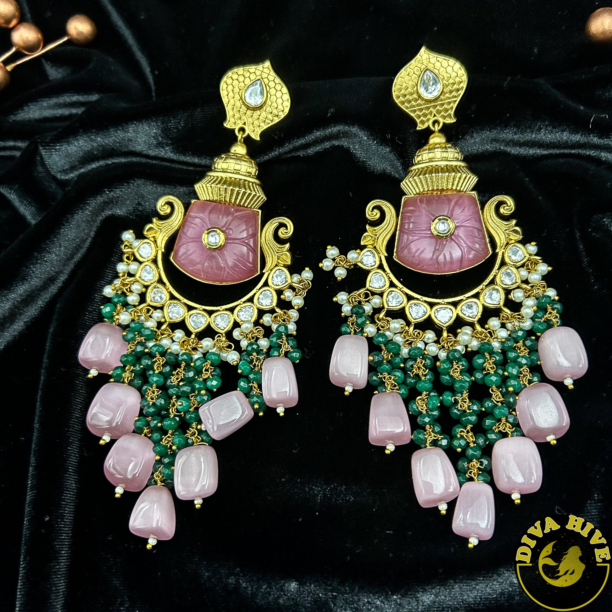 Long Statement Kundan Earing - Earring -Earing, Earring, Kundan - Divahive