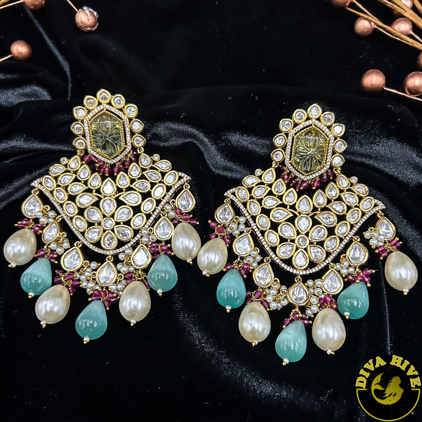 Dera Kundan Statement Earring -  -Earring, Kundan - Divahive