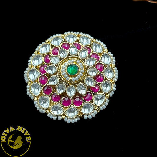 Moh Pachi Ring - Finger Ring -Accessories, Diva Exclusive, Finger Ring, Kundan - Divahive