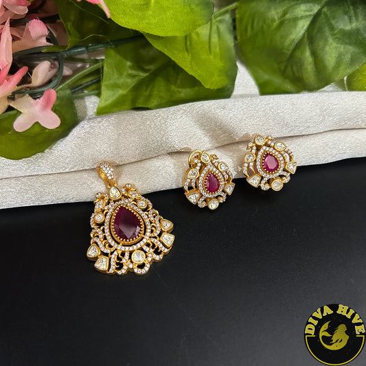 Kriti 22K Gold Plated Pendant Set