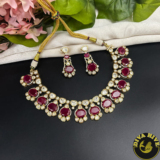 Aza 22K Gold Plated Moissanite Necklace Set