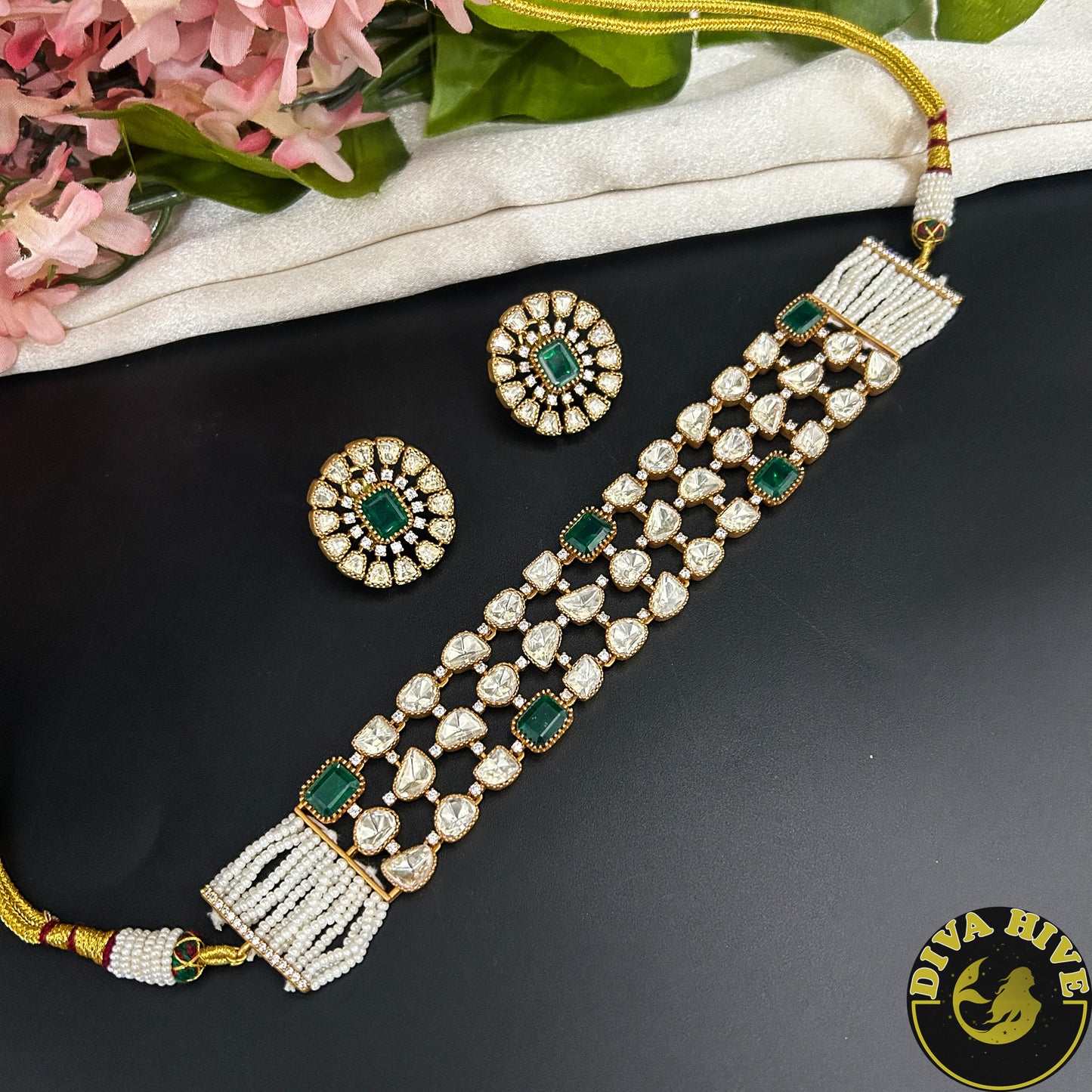 Zara 22K Gold Plated Moissanite Choker Set