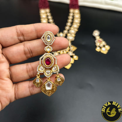 Noor Gold Plated Moissanite Polki Necklace Set