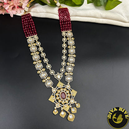 Noor Gold Plated Moissanite Polki Necklace Set