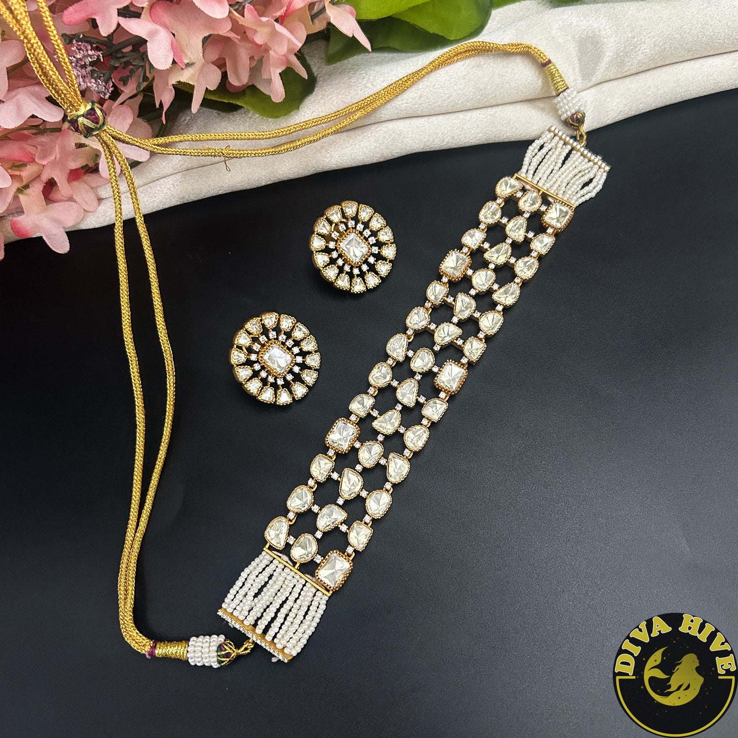 Zara 22K Gold Plated Moissanite Choker Set