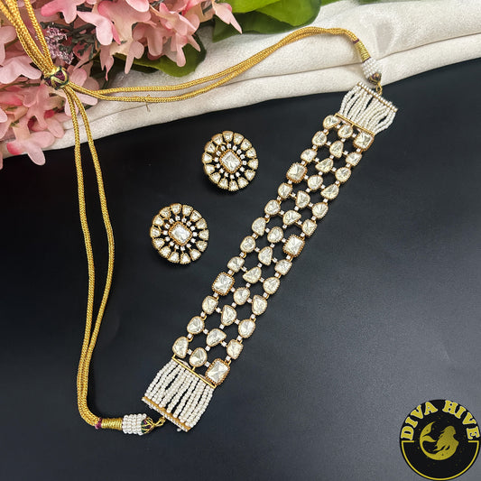 Zara 22K Gold Plated Moissanite Choker Set