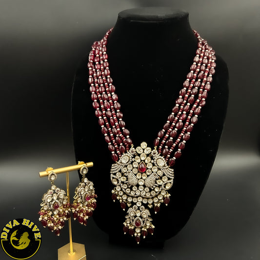 Moissanite Long Kundan Necklace - Necklace -Diva Exclusive, Figure, Kundan, moissanite, Necklace - Divahive