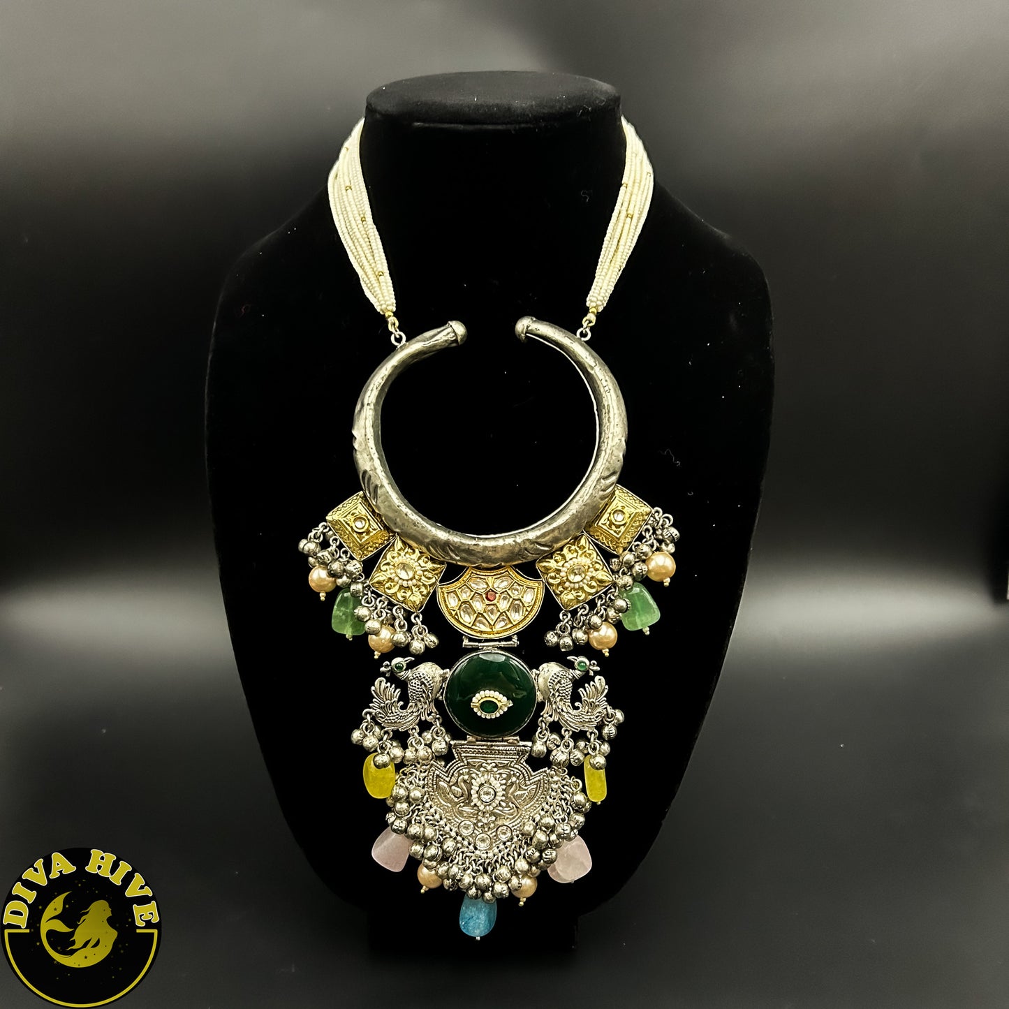 Designer 92.5 Silver Hasuli  Necklace | Tribal Jewelry - Necklace -Diva Exclusive, Hasuli, Necklace, Silver - Divahive