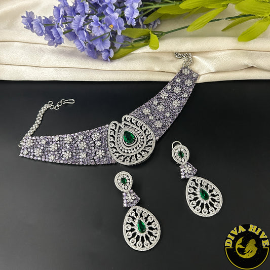 Pashmina AD/CZ  Choker - Necklace -Diva Exclusive, Kundan, Necklace - Divahive