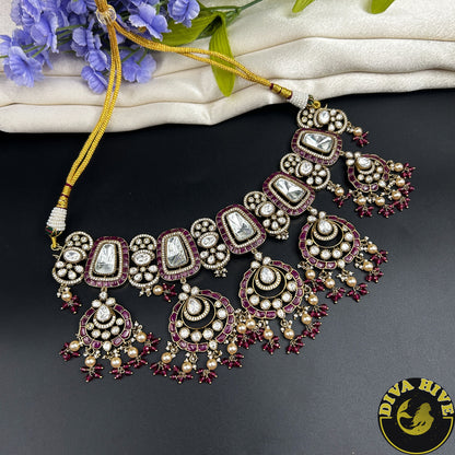 Myra Moissanite and Polki Choker set