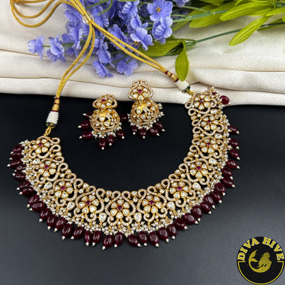 Mugdha 24k Gold Plated Moissanite Necklace