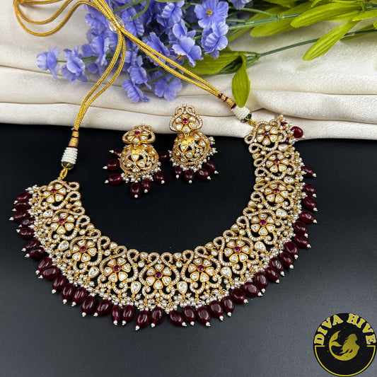 Mugdha 24k Gold Plated Moissanite Necklace