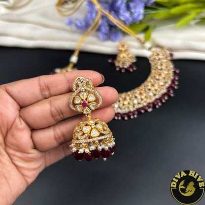 Mugdha 24k Gold Plated Moissanite Necklace