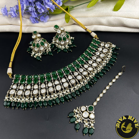 Ruhani Real Moissanite and Doublet Necklace Set