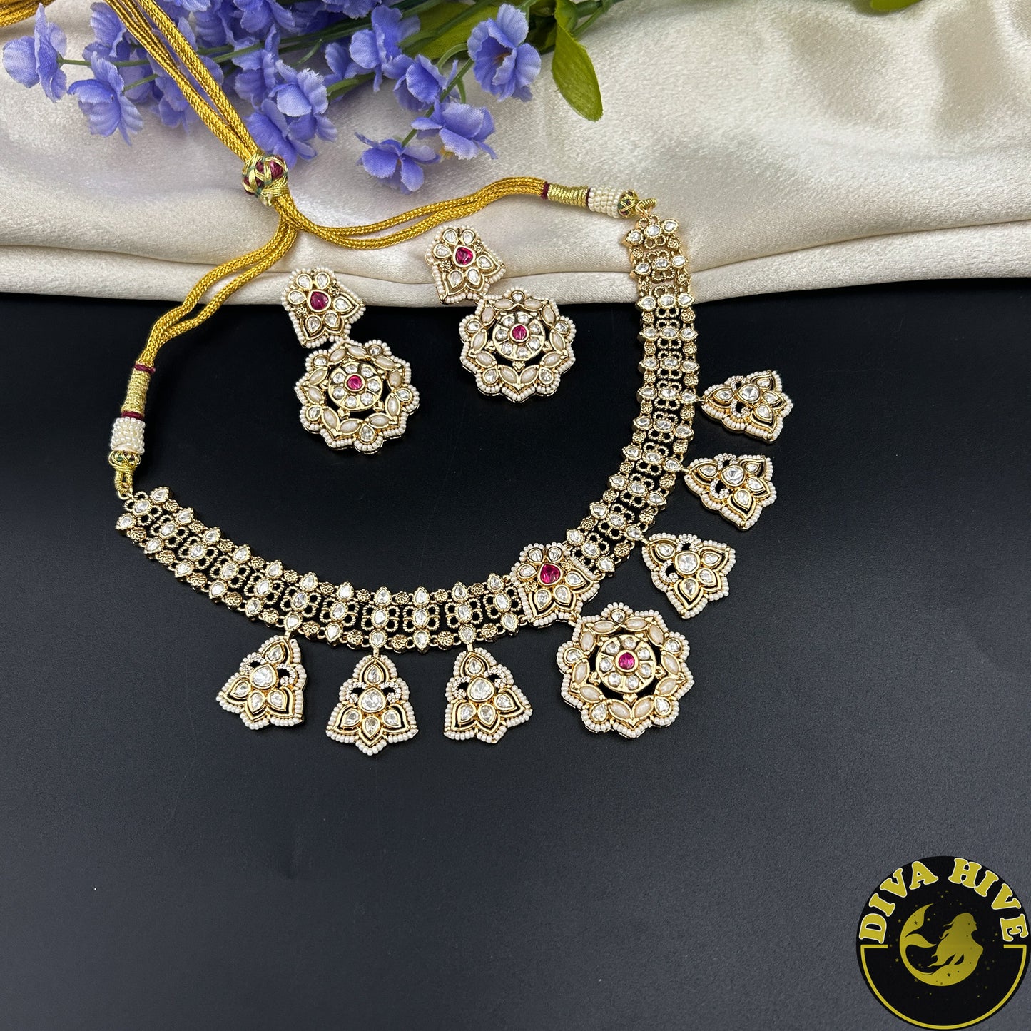 Zeenat Gold Plated Pachi Kundan Necklace