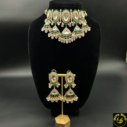 Uncut Kundan Premium Choker | Designer Wear - Necklace -925Silver, Choker, Diva Exclusive, Kundan, Necklace - Divahive