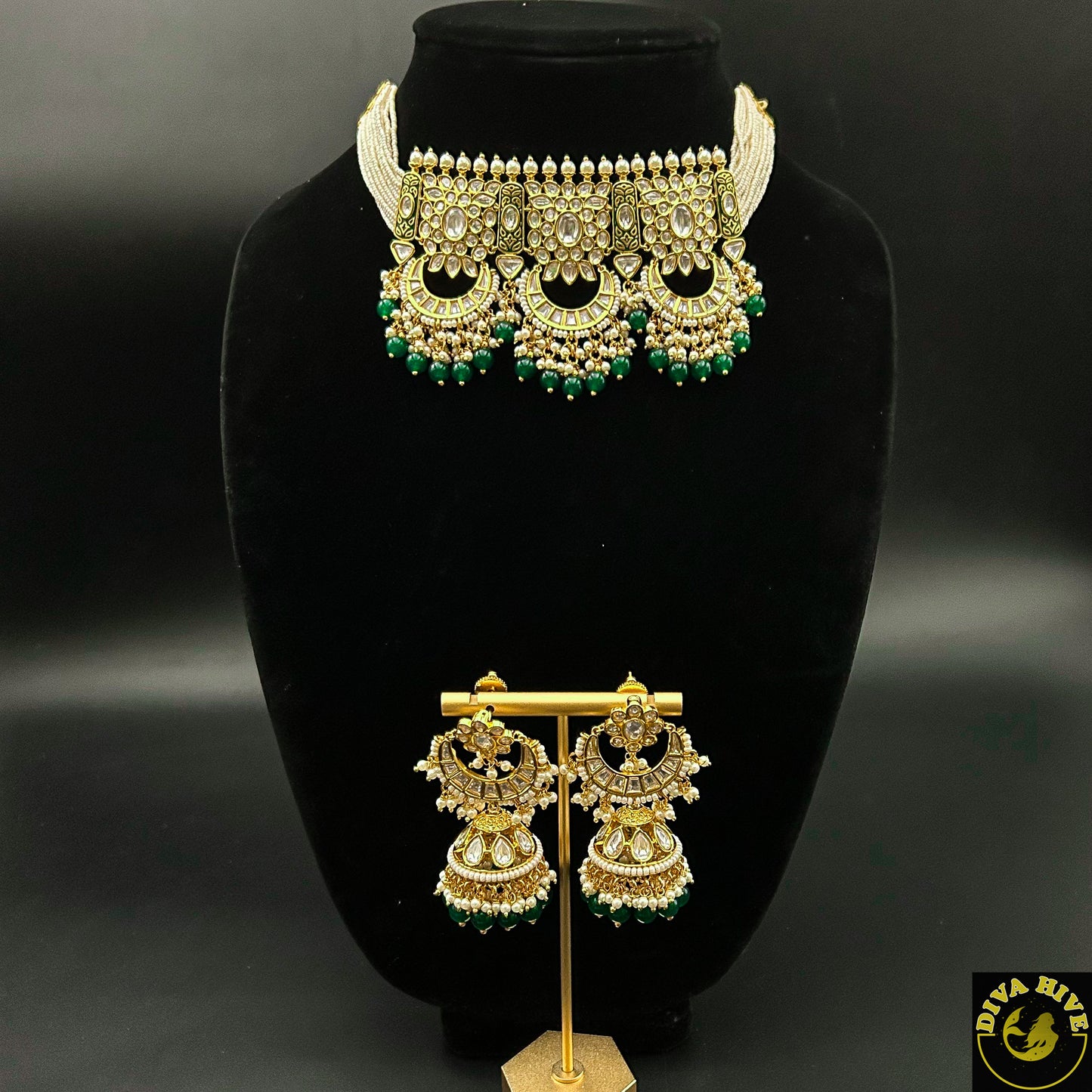 Kundan Meena Premium Choker | Designer Wear - Necklace -Choker, Diva Exclusive, Kundan, Meenawork, Necklace - Divahive