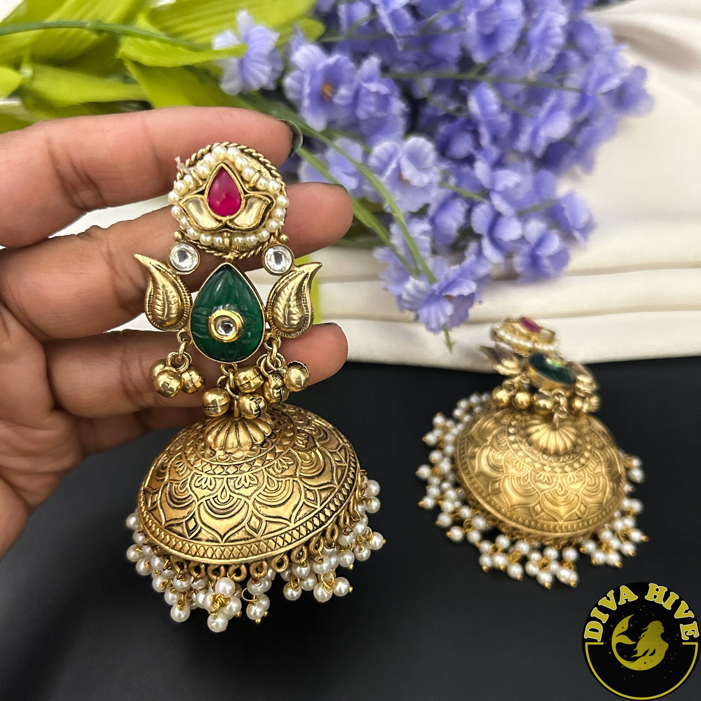 Myra Fusion Jhumka - Earring -["Diva Exclusive","Earring","featured","moissanite"] - Divahive