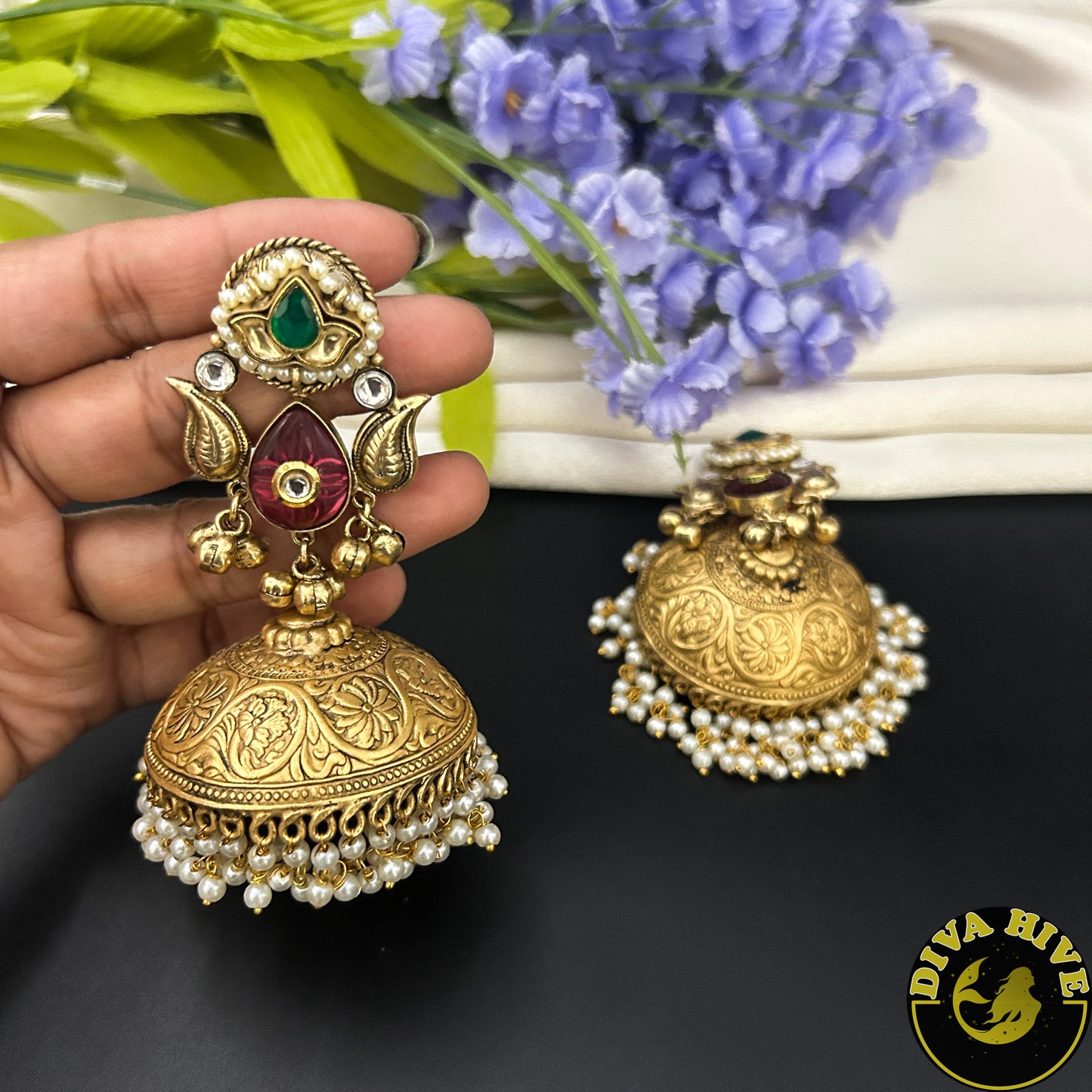 Myra Fusion Jhumka - Earring -["Diva Exclusive","Earring","featured","moissanite"] - Divahive