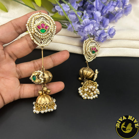 Chaahat Silver Jhumka - Earring -["925Silver","Diva Exclusive","Earring","Fusion","Silver"] - Divahive