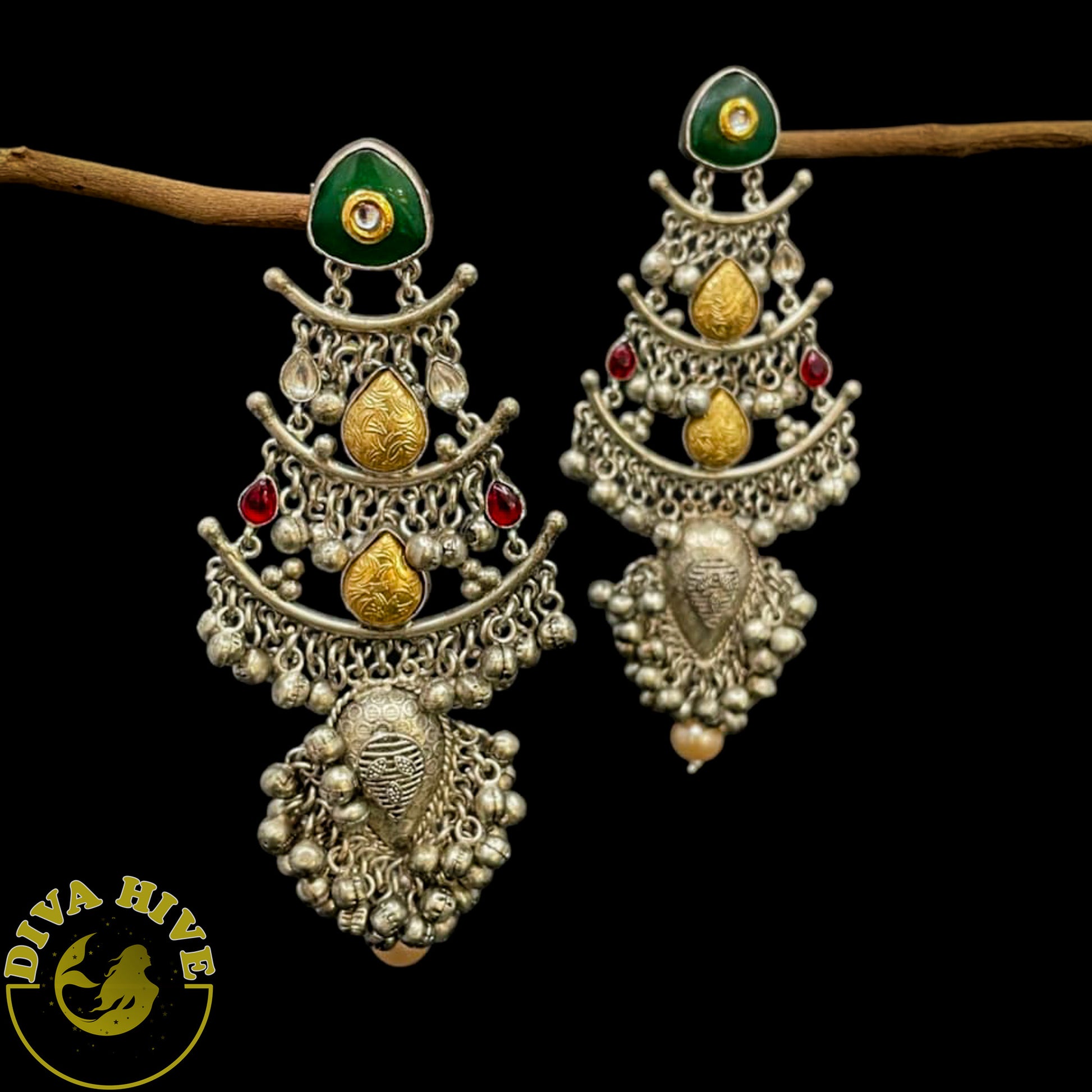 Silver Fusion Long Earing /Tribal Earing/ 92.5 silver Polished - Earring -925Silver, Earing, Earring, Fusion, Jhumka, Silver - Divahive